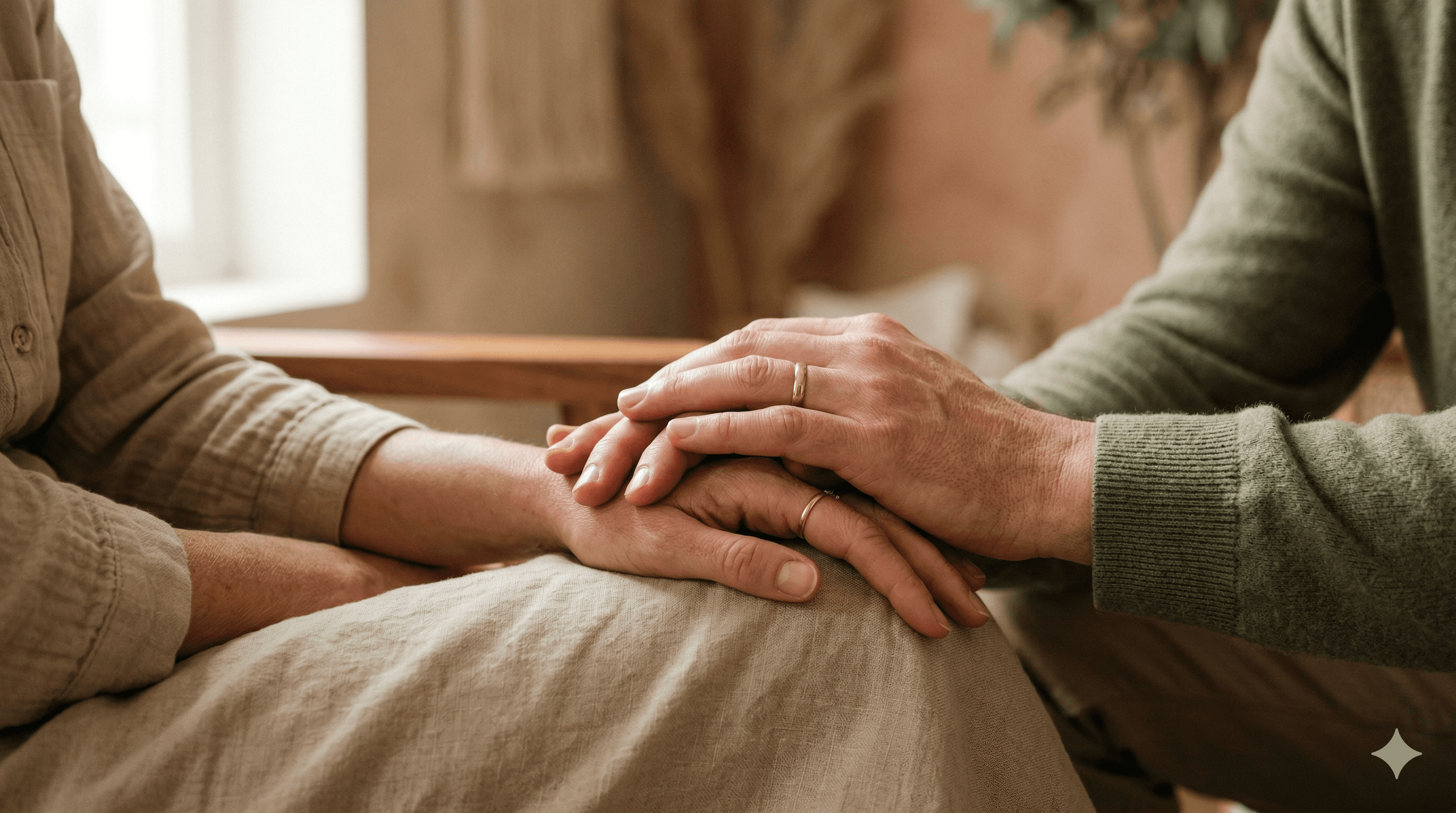 Gesto de apoio e cuidado entre duas pessoas.